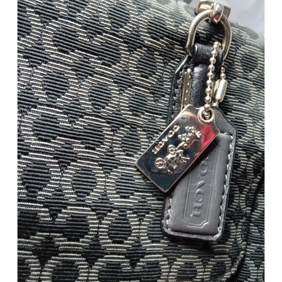 Vintage Coach Madison Op Art Handbag #25215 Grey~Black Canvas Leather Trim - Picture 7 of 11